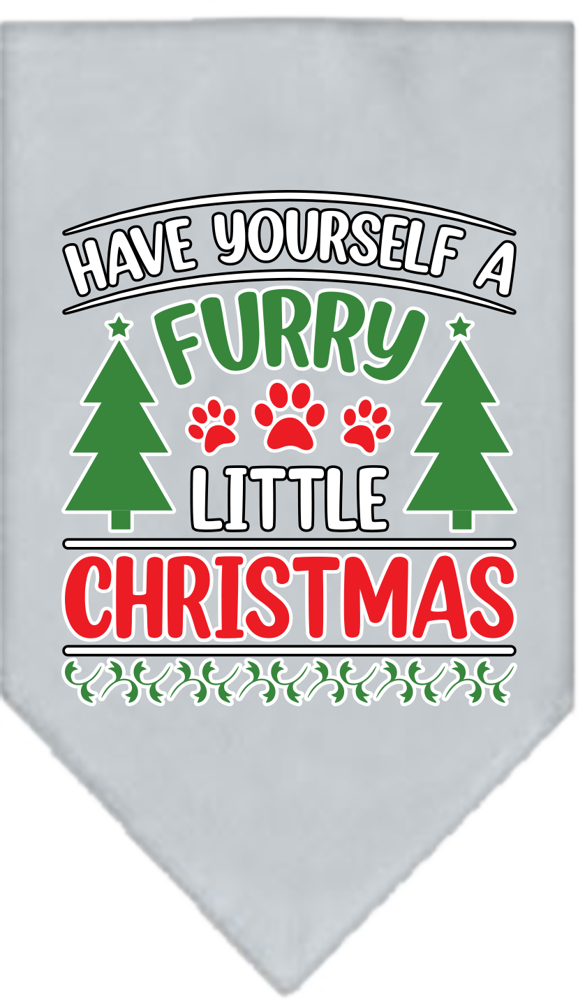 Furry Little Christmas Screen Print Bandana Grey Size Large